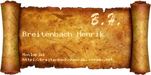 Breitenbach Henrik névjegykártya